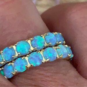 NWOT Melinda Maria Blue Opal Ring Set( 2 rings)